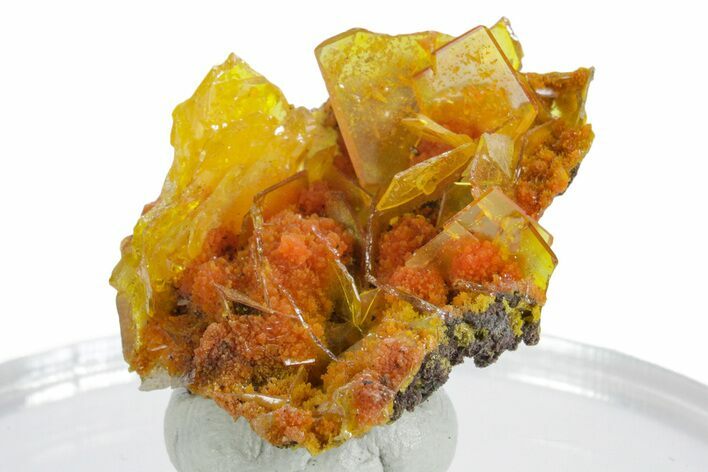 Botryoidal Orange Mimetite on Windowpane Wulfenite - Mexico #348000